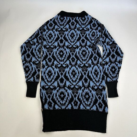 Free People Winter Skies Wallpaper Blue Black Tunic Sweater Dress Size XS L/S - Picture 12 of 12